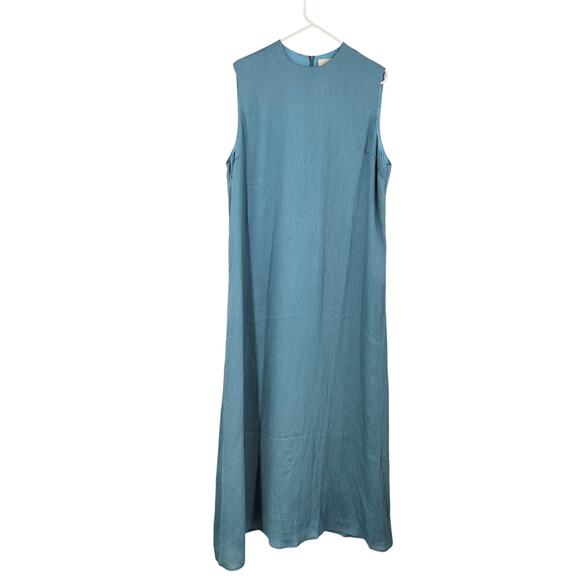 Veiled Collection Salma Abaya Dress Blue Muslim Sleeveless Zip Maxi NWT Size S - Picture 1 of 7